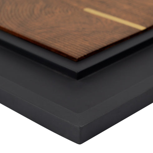 Wooden Wall Art with Modern Geometric Brass Design